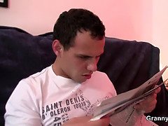 Skinny granny masseuse sucks and rides