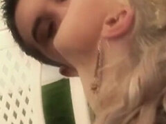 Outdoor threesome - Two hot bi girls