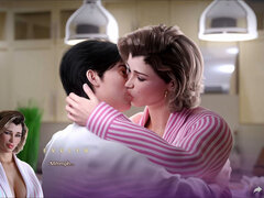 3d, ぽっちゃり, ぽちゃ, エロ熟女, ゲーム, キス, 熟年