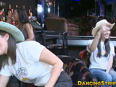 Blond babes watch their friends suck dicks at CFNM party