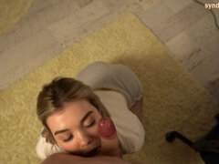 Stor stjärt, Blondin, Avsugning, Söt, Ansiktsbehandling, Kontor, Rakad, Sockor