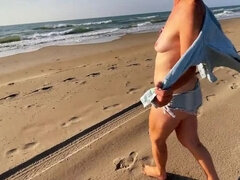Hot Mature Wife Flashes Tits on Nude Beach - Amateur Outdoor Sex