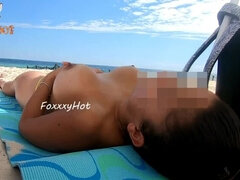 Amateur, Plage, Gros seins, De plein air, Public