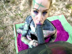 Tattooed girl Lily Lu gets her ass banged outdoors in the beautiful nature of Thailand