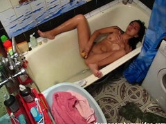 Cuarto de baño, Morena, Masturbación, Solo, Espía