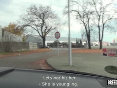 Quick reality hook with car blowjob with Czech brunette slut