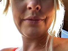 Mooi, Blond, Openbaar, Russisch, Webcamera