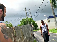 White jock fucks black studs ass outdoors for money