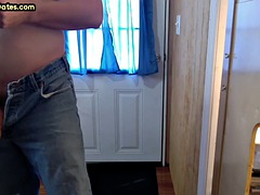 Gloryhole DILF gives a close up blowjob and gets cum in her mouth