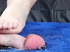 Amateur Ballbusting and Crunshing with Hot Socks and Barfoot