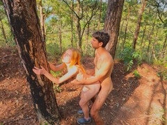 Amateur, Couple, Embrassement, De plein air, Public, Rousse roux