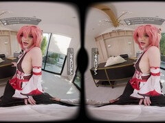 VR Genshin Impact Yae Miko cosplay parody with teen Melody Marks in immersive VR porn