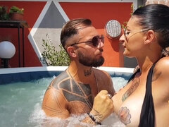 Lady Muffin In After The Anal In The Pool, Milf Drinks Sperm From The Glass (1st )