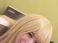 18, Asiatisk, Blondin, Avsugning, Sperma shot, Japansk, Tonåring, Vibrator