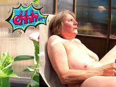 Amatéri, Blondína, Žena, Babi, Orgazmus, Vonku, Ovisnuté prsia, Sólo