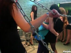 Nasty drunk girl have fun with naked guys