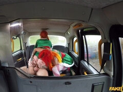 Viscous Santa with monstrous dick fucks two shameless sluts on backseat