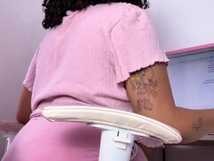 Curvy Girl Working Eating and Farting