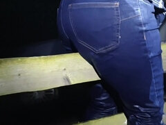 Girl Totally Pisses Her Blue Jeans In Public! Couldnt Hold It!