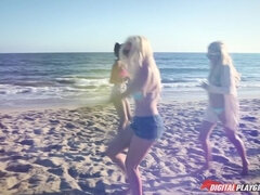 Playa, Rubia, Mamada, Lamidas, Tetas naturales, Perforación, Coño, Tetas