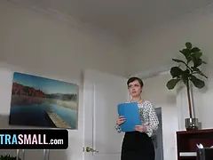 The fresh boss bends the overwhelmed Jade Valentine over the desk and smacks her while she reads a letter