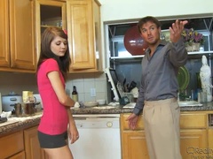 お尻, 美人, フェラチオ, キッチン, 裸, 馬乗り, ヤリマン, ティーン