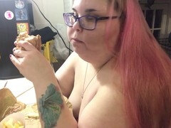 Bbw stor vacker kvinna, Mat, Naken, Tatuering