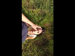 Outdoor Blowjob! Public BJ! He Ejaculates on My Face., So Much Cum..