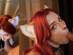 Sexy Fox Dildo Play and Swallows Huge Cock - Facial