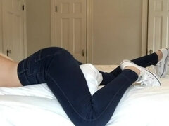 PILLOW HUMPING IN HER JEANS - TINYTIFFANY