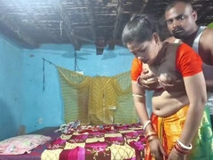 Hot Desi Bengali Bhabhi Sona in Orange Blouse - Big Boobs Press & Kissing Scene with Rahul