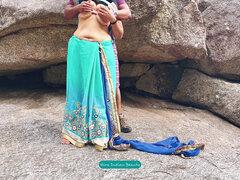 Indian Couple Romance in Outdoor - Saree Sex - Saree Lifted up and Ass Spanked