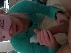 Shy college roommate Audreywet surprises me with a deep throat session until I unleash my load