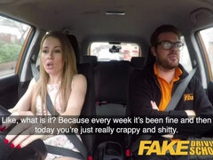 Fake Driving School Carmel Anderson ends lesson with an orgasmic climax