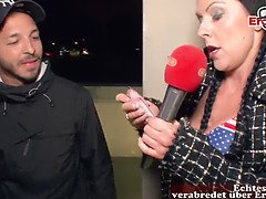 German reporter milf picks up guy in street casting