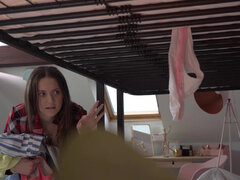 엉덩이, 흑갈색 머리, 체코인, 음경, 자연의 가슴, 팬티들, 보지, 젖가슴