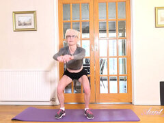 Fit Blonde GILF Granny Jacy Does Hot Yoga Workout & Masturbates