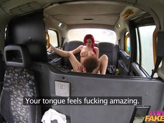 Horny Redhead Licks Passenger Pussy