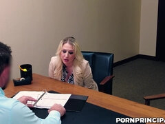 Gros cul, Grosse bite, Gros seins, Blonde, Sucer une bite, Gorge profonde, Hd, Bureau