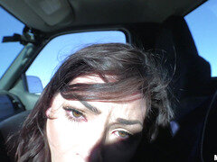 Amateur 18yo Jessica Rex sucking hard cock in a car