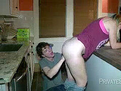 Leaned, kitchen, blondie