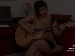 Gem's POV of playing the guitar and fingering her hairy pussy