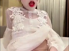 Sexy and sissy Thai femboy masturbates his cock and she cums