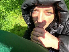 Hot Outdoor Blowjob and Cum Play with a Down-jacket 269