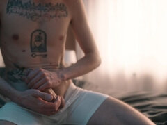 Grosser schwanz, Spermaladung, Europäisch, Deutsch, Masturbation, Dürr, Solo, Tätowierung