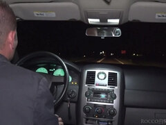 Horny Malena blows huge dick in Limo