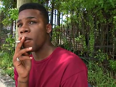 Ebony pulled stud public fucked outdoor by white top