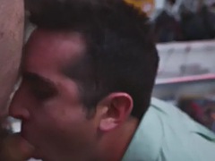 Hairy gay pawn amateur fucked in pawnshop threesome after blowjob