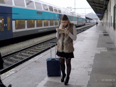 Travelling Russian teen Selvaggia eats cum