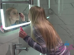 Amatőr, Szőke, Ujjazás, Szabadban, Filigrán alkatú, Nézőpont, Nuni, Leborotvált